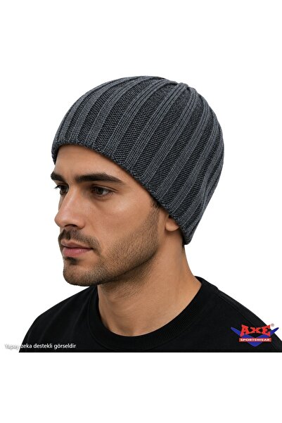 AXE SPORTSWEAR Beretă de iarnă pentru bărbați, gri închis material reiat basic