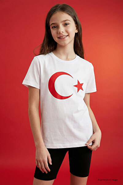 TOMMY LIFE White Moon Star Printed Unisex Kids T-Shirt - 11333