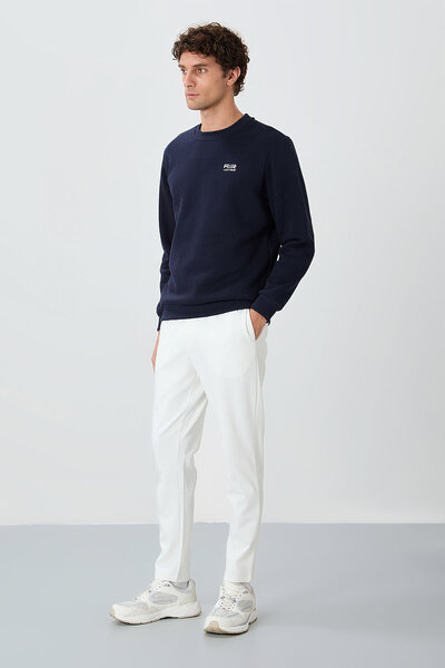 TOMMY LIFE Ecru Surface Textured Standard Fit Men's Tracksuit Bottom - 82155