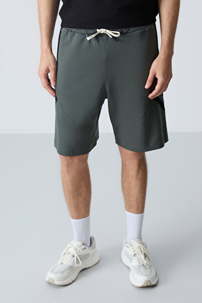 AIR JONES Khaki Cotton Thick Soft Textured Standard Fit Basic Men's Shorts - ...