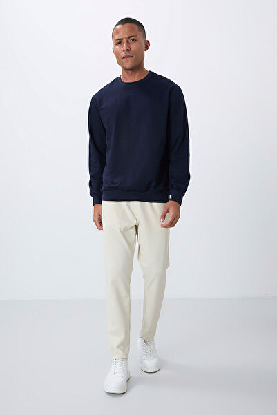 TOMMY LIFE Beige Surface Textured Standard Fit Men's Tracksuit Bottom - 82155