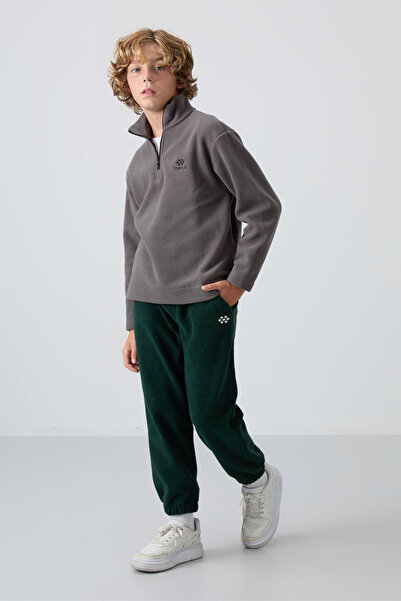 TOMMY LIFE Pine Green Thick Soft Textured Standard Fit Embroidered Fleece Boy...
