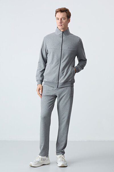 TOMMY LIFE Gray Melange Cotton Thick Soft Textured Comfort Fit Basic Men's Tr...