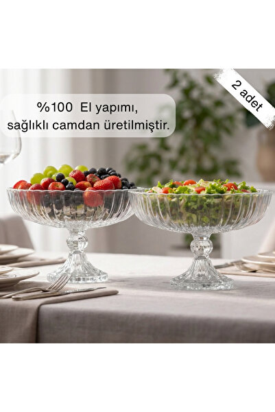 Glamis Selen Concept Linea Damla Model Ayaklı El Yapımı Cam Salata Ve Meyve K...