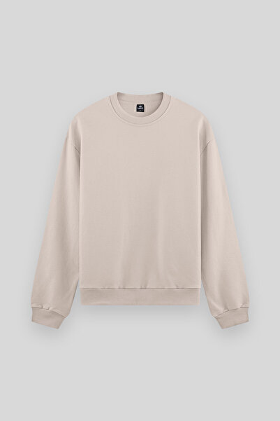 TOMMY LIFE Beige Basic O-Neck Comfortable Fit Men's Sweatshirt - 88053