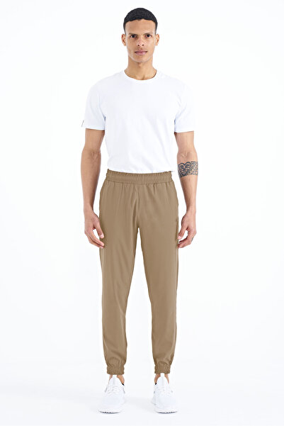 TOMMY LIFE Beige Men's Basic Pocketed Lace-Up Comfortable Form Rubber Leg Swe...