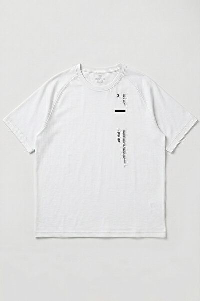 TOMMY LIFE White Printed Oversized Short Sleeve Men's T-Shirt - 88465