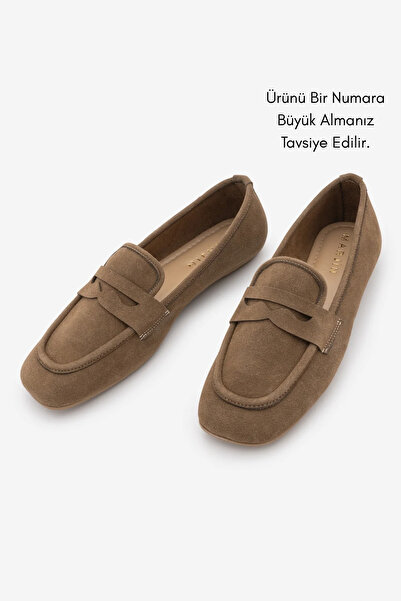 Marjin Women's Blunt Toe Casual Loafer Heviza Tobacco Brown Suede