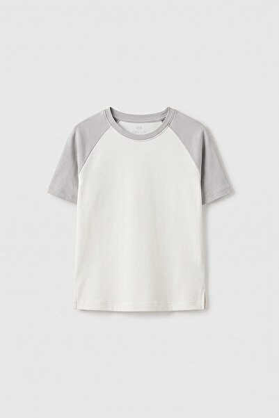 TOMMY LIFE Ecru-Stone Standard Fit Raglan Sleeve Girls' T-Shirt - 75180