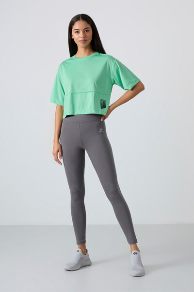 TOMMY LIFE Dunkelgraue High-Waist-Leggings mit schlankem Schnitt und schmalem...