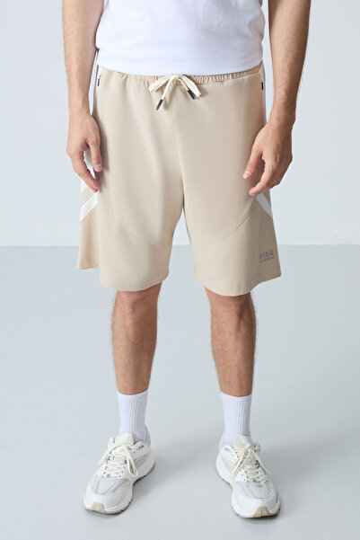 AIR JONES Beige Cotton Thick Soft Textured Standard Fit Basic Men's Shorts - ...