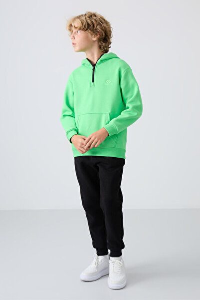 TOMMY LIFE Standart Fit Basic 2li Paket Siyah-Gri Melanj Erkek Çocuk Eşofman Alt - 11224