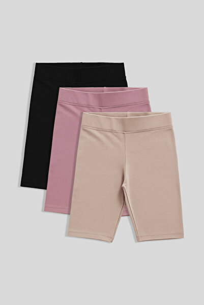 TOMMY LIFE Standard Fit Basic 3-Pack Black-Dusty Rose-Dark Beige Girls' Tight...