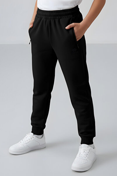 TOMMY LIFE Standart Fit Basic 2li Paket Siyah-Gri Melanj Erkek Çocuk Eşofman Alt - 64042