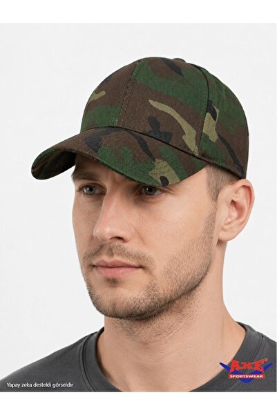 AXE SPORTSWEAR Camouflage Pattern Adjustable Military Cap Hat with Velcro on ...