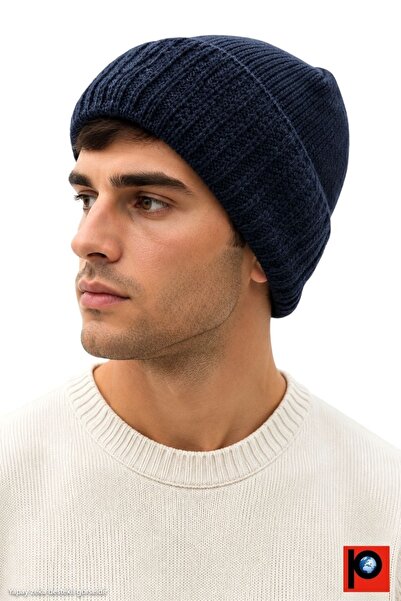 PAKER GİYİM Navy Blue Color Winter Folded Thick Wool Knitwear Basic Siberian ...