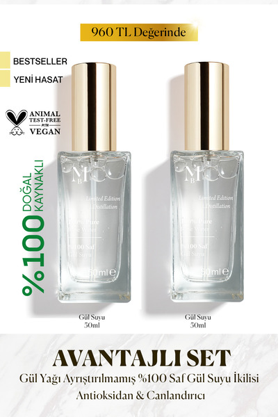MİSBAHÇE Limited Edition Saf Gül Suyu 50 Ml 2'li Set