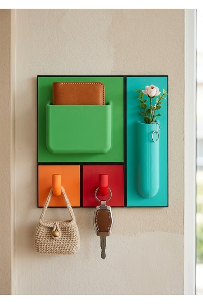 3x3 Modüler Duvar Organizeri Anahtarlık Askısı Saklama Kutulu Kalemlik Düzenleyici 21x21 cm