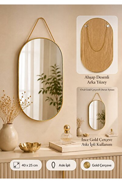 MELODİ HOME GOLD OVAL AYNA