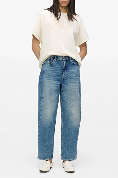 Karl Lagerfeld Barrel Denim Pants Kadın Jean Pantolon Mavi