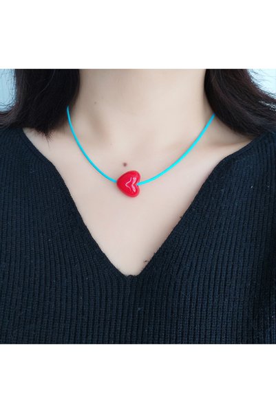 Choice 50cm Steel color Sweet and Lovely Temperament Acrylic Red Love Pendant...