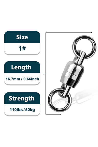 Choice Size1 9KM 5Pcs Ball Bearing Swivel(Rotates Both)Stainless Steel Fishin...