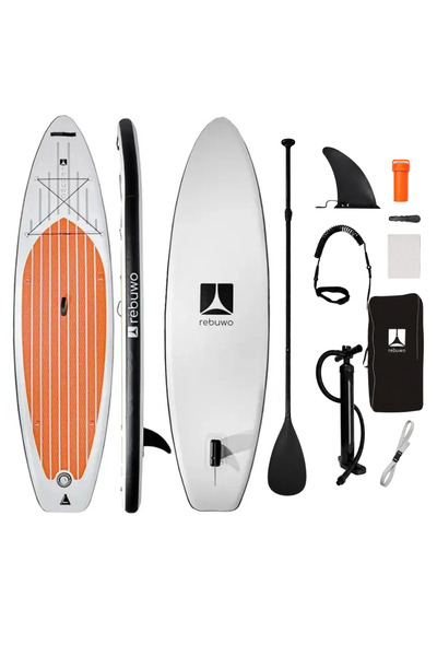 Rebuwo Sup Şişme Sörf Tahtası Stand Up Paddle Board 82*320*15 cm - Siyah Beyaz