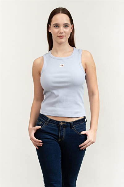 Calvin Klein Woven Label 2X2 Baby Rib Tank Kadın Kolsuz T-Shirt Mor