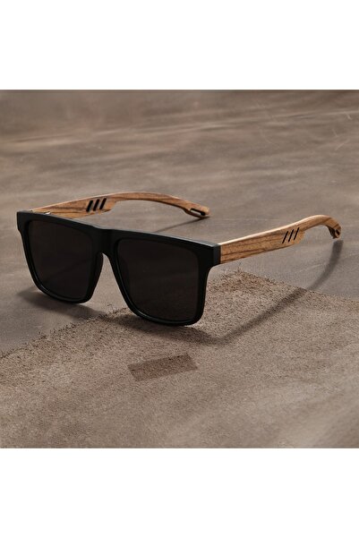 Choice black 1pcs Unisex Ultra-light Walnut Wood Glasses Wide Frame, Polarize...