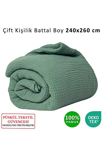 Püskül Tekstil Luxury Muslin Bedspread Double Extra Large - Soft, Thin Pique, Summer Throw Blanket