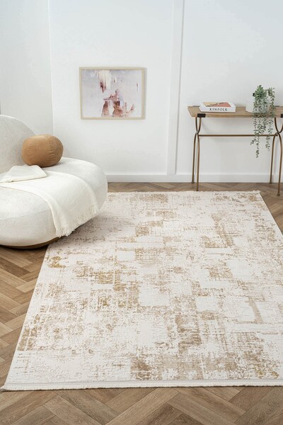 Cotto Home Ottowa OT006B Krem Bej Halı Klasik Desenli Tozu Az Akrilik Pamuk T...