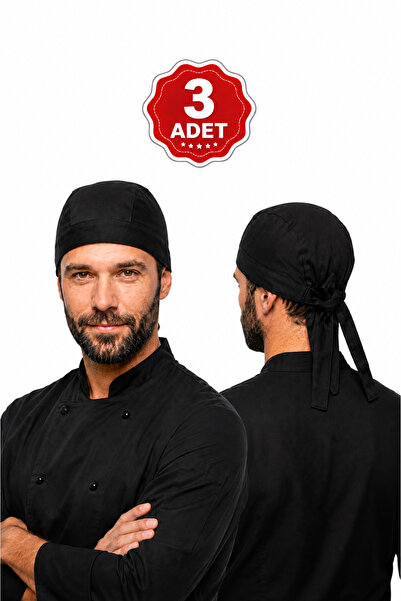 İŞ MARKETİM Likralı Aşçı Bonesi Siyah Profesyonel Mutfak Şef ve Garson Bonesi...