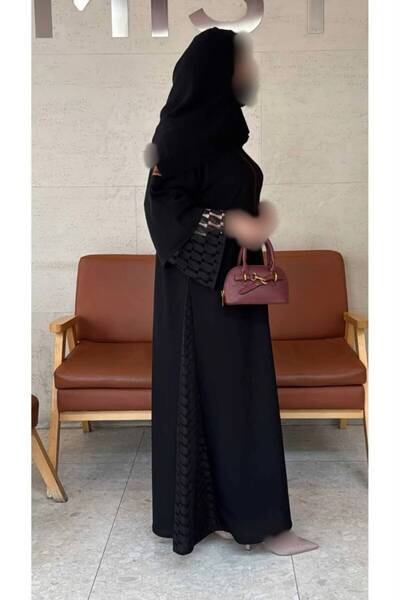 Elena عبايه خواطر نص كلوش بأطراف يد دانتيل