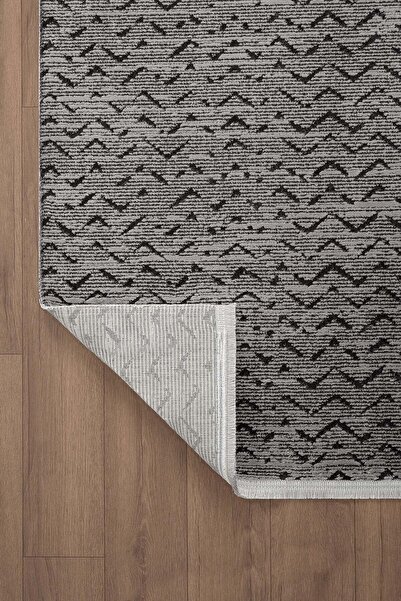 Cotto Home Feel FL010Z Gri Halı Modern Desenli Akrilik Tozu Az Pamuk Taban Sa...