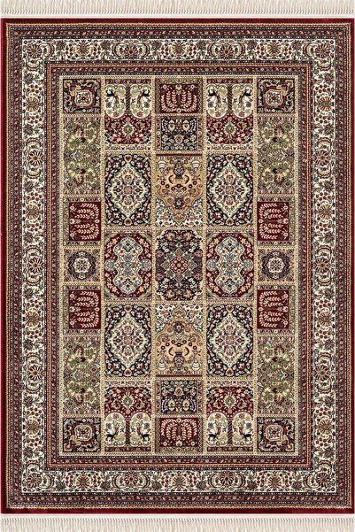 Cotto Home Fesane FN005R Bordo Pamuk Taban Afgan Desenli Salon Oturma Odası H...