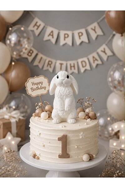 hediyesepetinde 🐰 Tavşan Figürlü Pasta Süsü | 3D Tasarım Sevimli Dekor | Doğ...