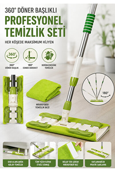 Single ( 1 Adet Yedek Bez Hediyeli ) Yer Fayans Duvar Yüzey Temizlik Mikrofib...