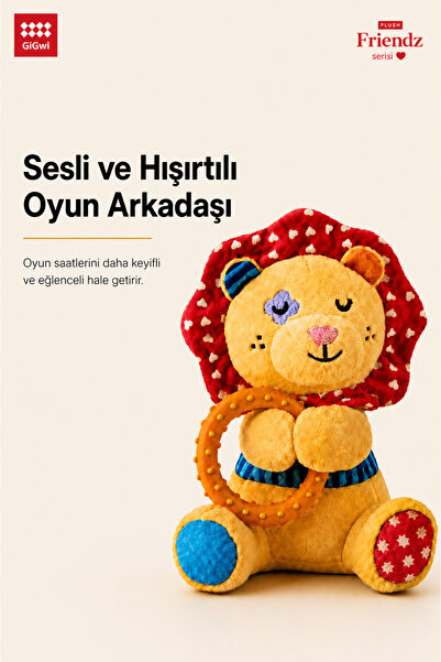 Gigwi Plush Friendz Serisi Peluş Aslan - Sesli & Hışırtılı Köpek Oyuncağı - K...