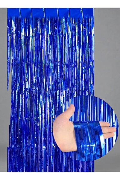 Deniz Party Store Metalized Background Curtain Wall Curtain Navy Blue Color