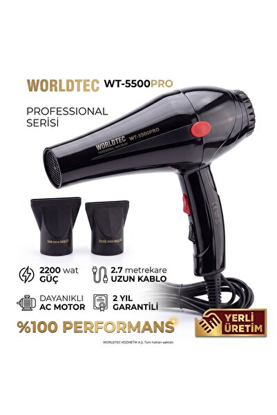 Worldtec WT-5500PRO 2200 W Turbo Profesyonel Kuaför Fön & Saç Kurutma Makines...