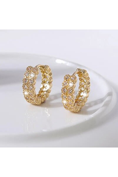 Choice E2495 Huitan Exquisite Gold Color Women Hoop Earrings with Cubic Zirco...