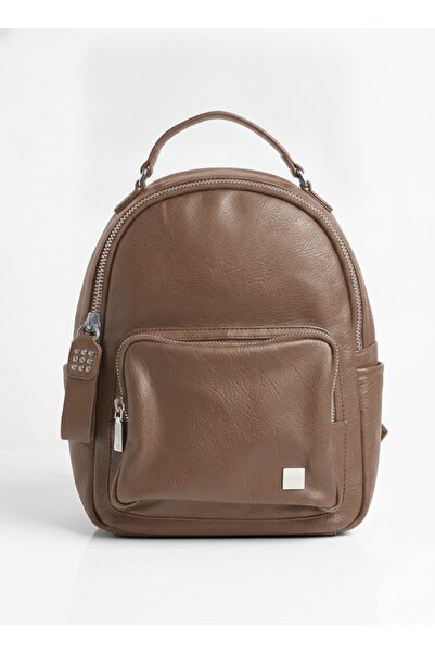 SilviaRosa Rucsac Dama Piele Ecologica, Buzunar Frontal, Maro