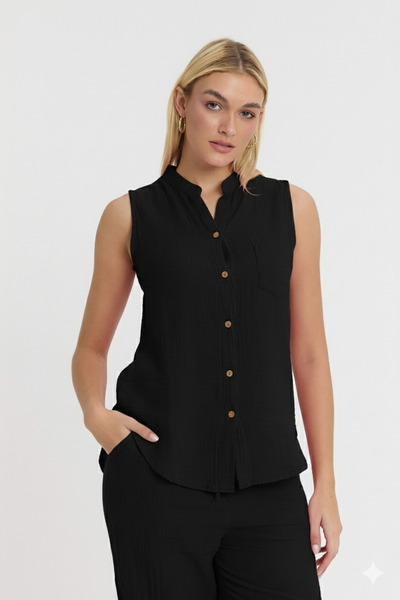 Heaven Ephesus Women's Muslin Shirt - Muslin Hakim Collar Sıfırlık Shirt - 1090