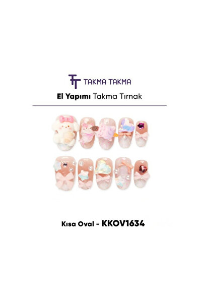 Takma Takma KKOV1634 Renkli Kısa Oval 10'lu Tekrar Kullanılabilir El Yapımı P...