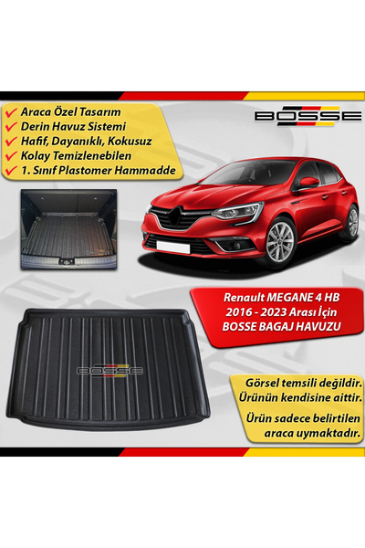 BOSSE Renault Megane 4 Bagaj Havuzu HB 2016 Sonrası Araca Özel 3D Bagaj Havuzu