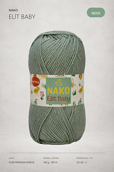 NAKO N.ako Elit Baby Anti Pilling Tüylenmeyen Bebek Ipi 10331 Yeşil ( Yeni Re...
