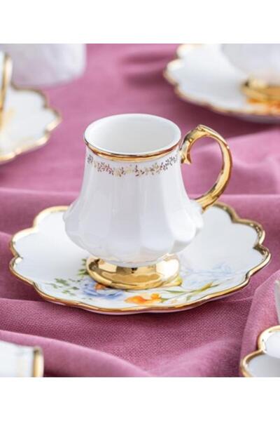 ACAR 6-Piece Porcelain Vivian Coffee Cup Gold