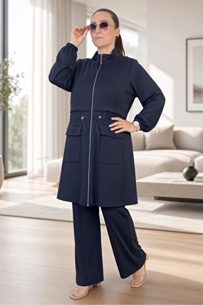 yagmurberen Zipper and Ruched Pocket Jacket with Elastic Waist Pocket Pockete...
