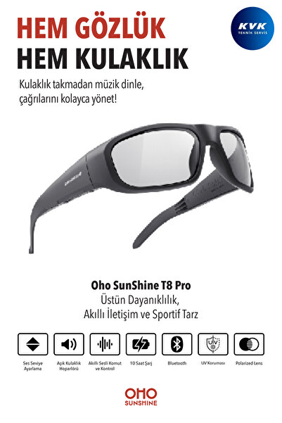 OhO sunshine T8 Pro Akıllı Güneş Gözlüğü - Bluetooth 5.2, Sesli Komut, Müzik ...