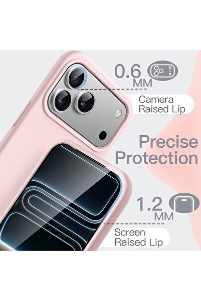 CaseHub Apple iPhone 17 Pro Max Kılıf İçi Kadife Ekran ve Kamera Yükseltili Lansman Silikon Kapak Pudra Pembe
